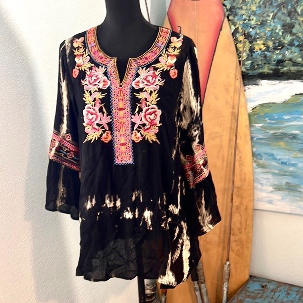 Calessa, Gorgeous Tie-Dye Woven Top, Tunic Style, Excellent Condition, S - Picture 7 of 14